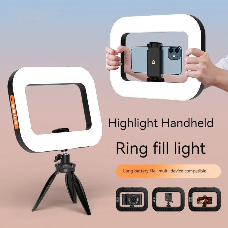 Rechargeable Handheld LED Ring Light – Portable Fill Light for Phone, Photography, and Live Broadcast