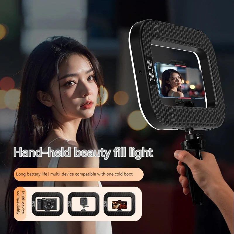 Rechargeable Handheld LED Ring Light – Portable Fill Light for Phone, Photography, and Live Broadcast