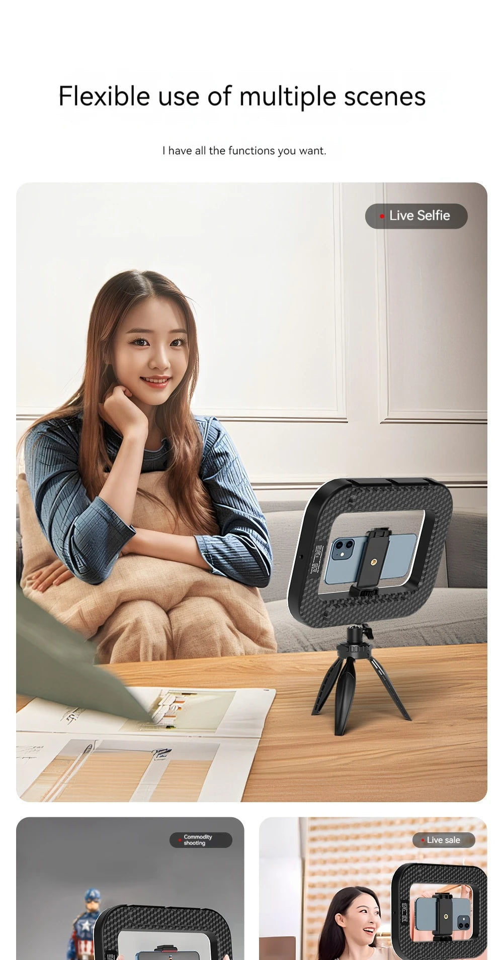 Rechargeable Handheld LED Ring Light – Portable Fill Light for Phone, Photography, and Live Broadcast