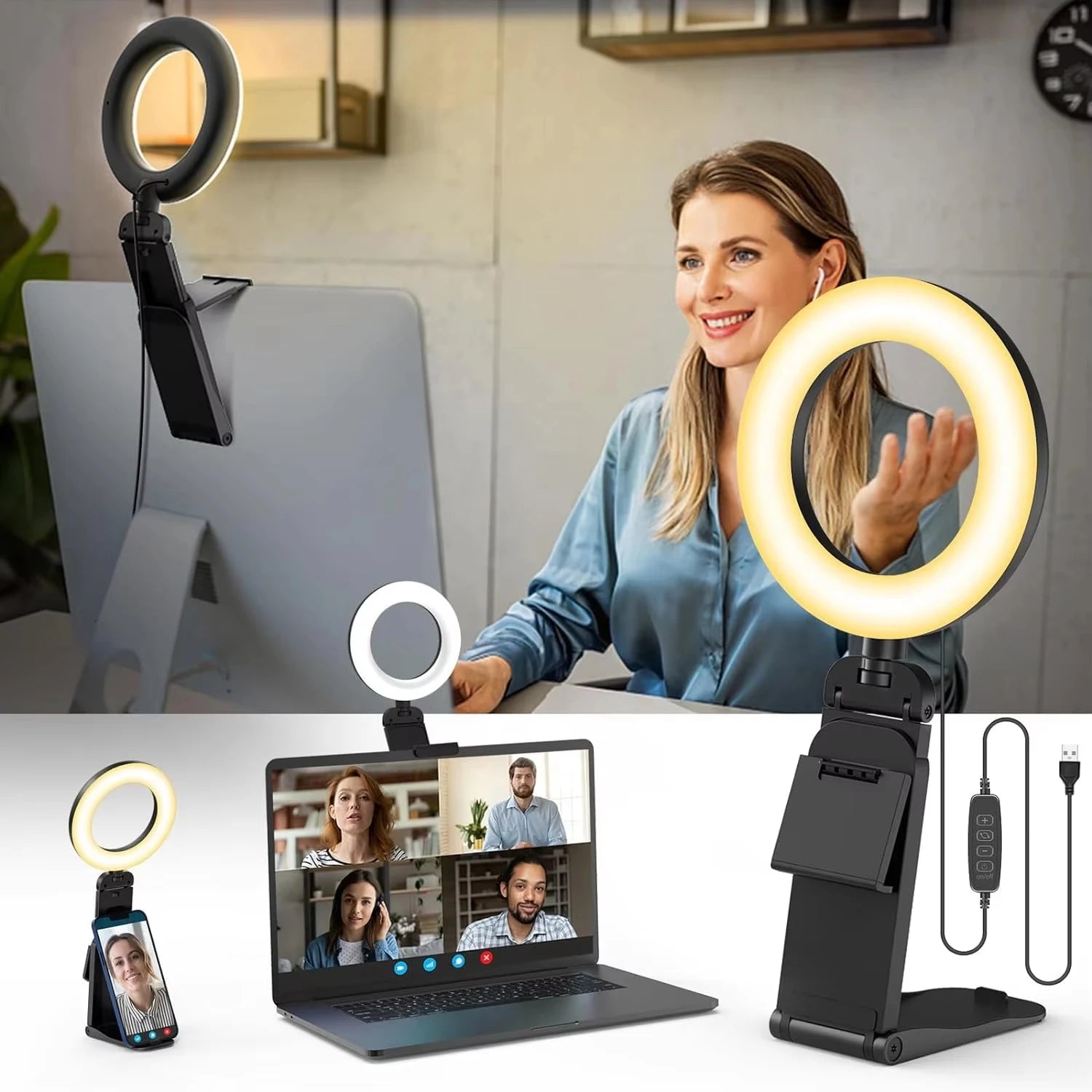 5 Inch LED Ring light Photography Lighting Phone Ringlight With Stand USB Round Fill Lamp for Youtube TikTork Video Live