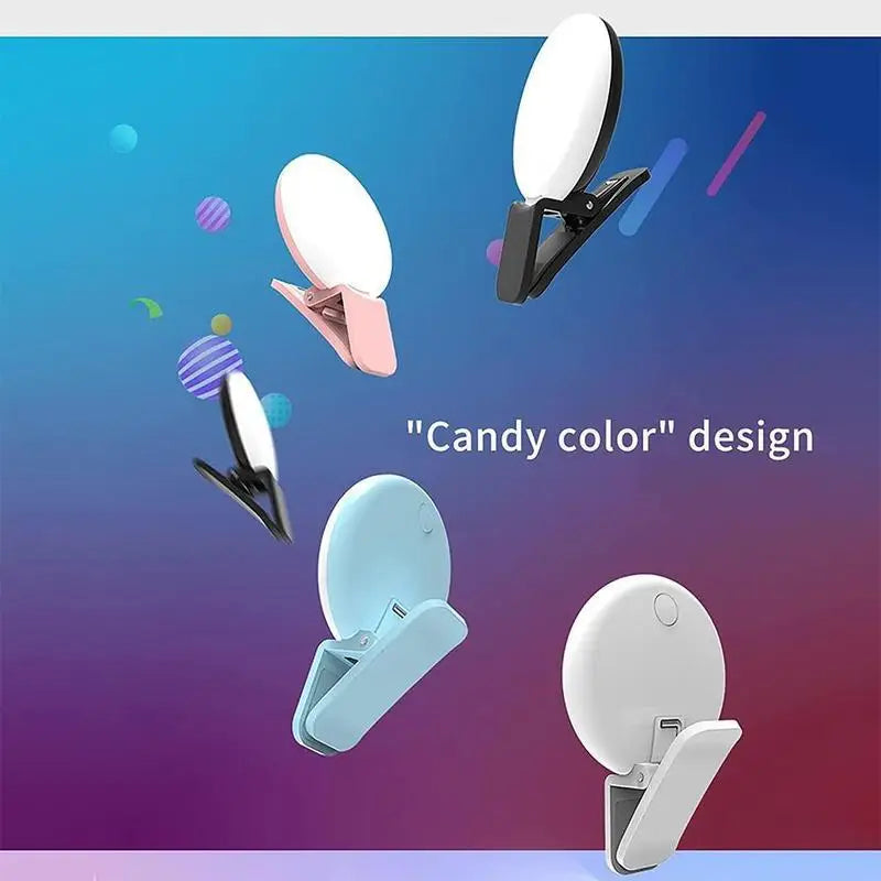 Mobile Phone LED Selfie Ring Light Portable Mini Durable Practical Three Stop Dimming Circle Photography Clip Fill Light
