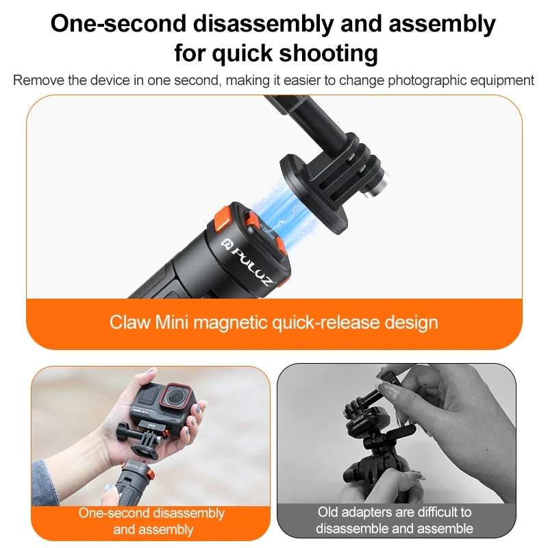 Mini Magnetic Quick Release Selfie Stick Tripod – Compatible with GoPro HERO 13/12/11/10/9, Insta360 X4/X3, and DJI Osmo Action 5 Pro