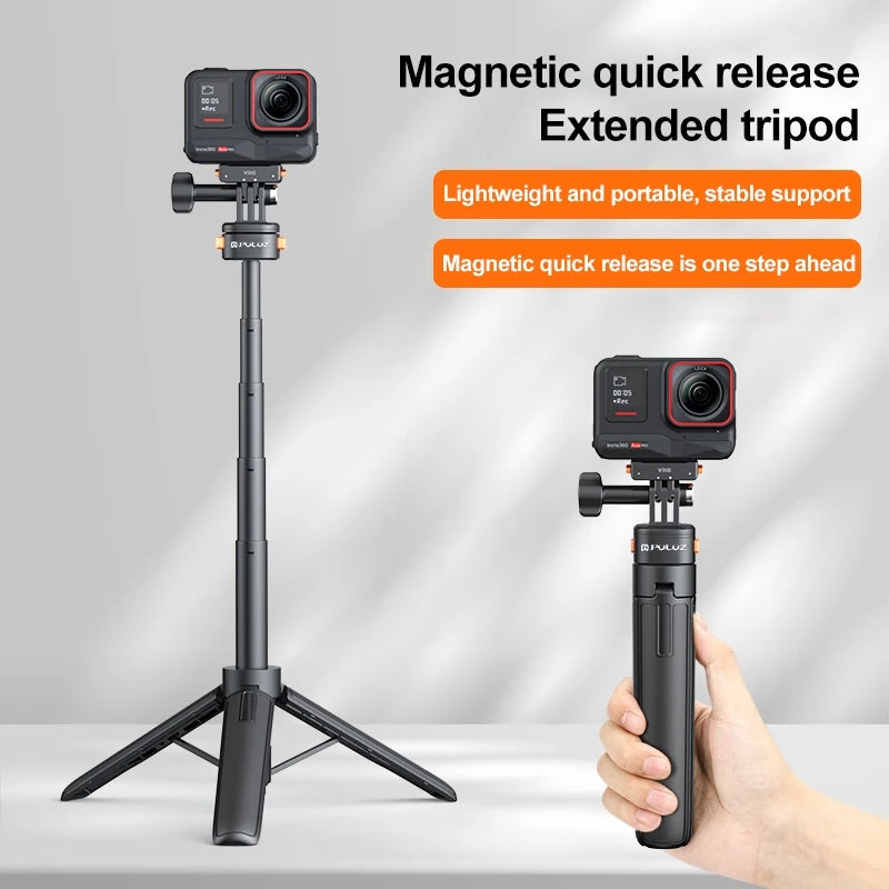 Mini Magnetic Quick Release Selfie Stick Tripod – Compatible with GoPro HERO 13/12/11/10/9, Insta360 X4/X3, and DJI Osmo Action 5 Pro
