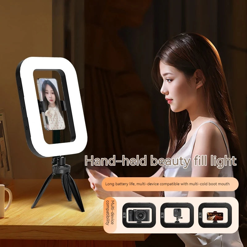 Rechargeable Handheld LED Ring Light – Portable Fill Light for Phone, Photography, and Live Broadcast