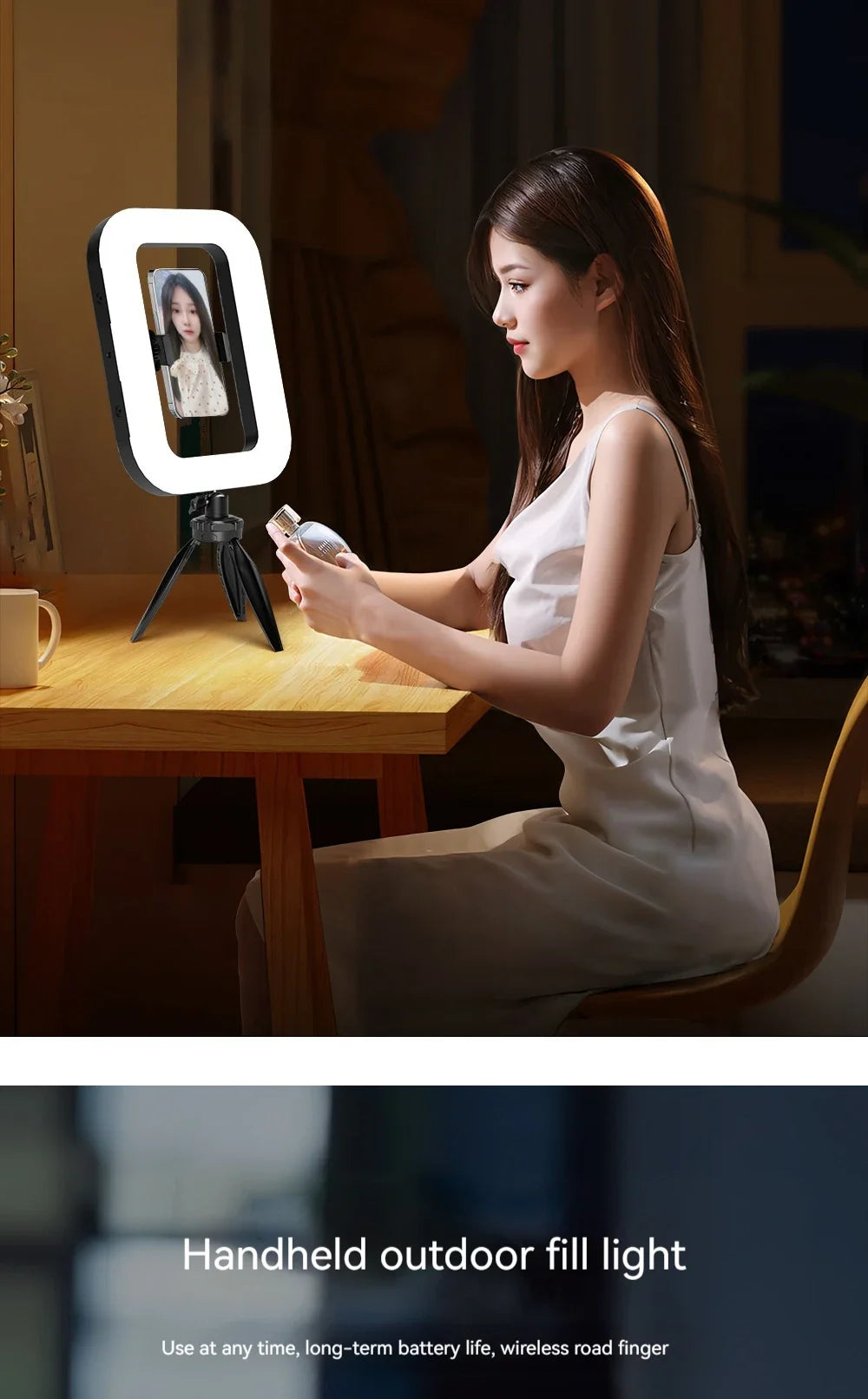 RGB Handheld Ring Fill Light Portable Cell Phone Live Special Rechargeable Photography Light Desktop Selfie Light aro de luz