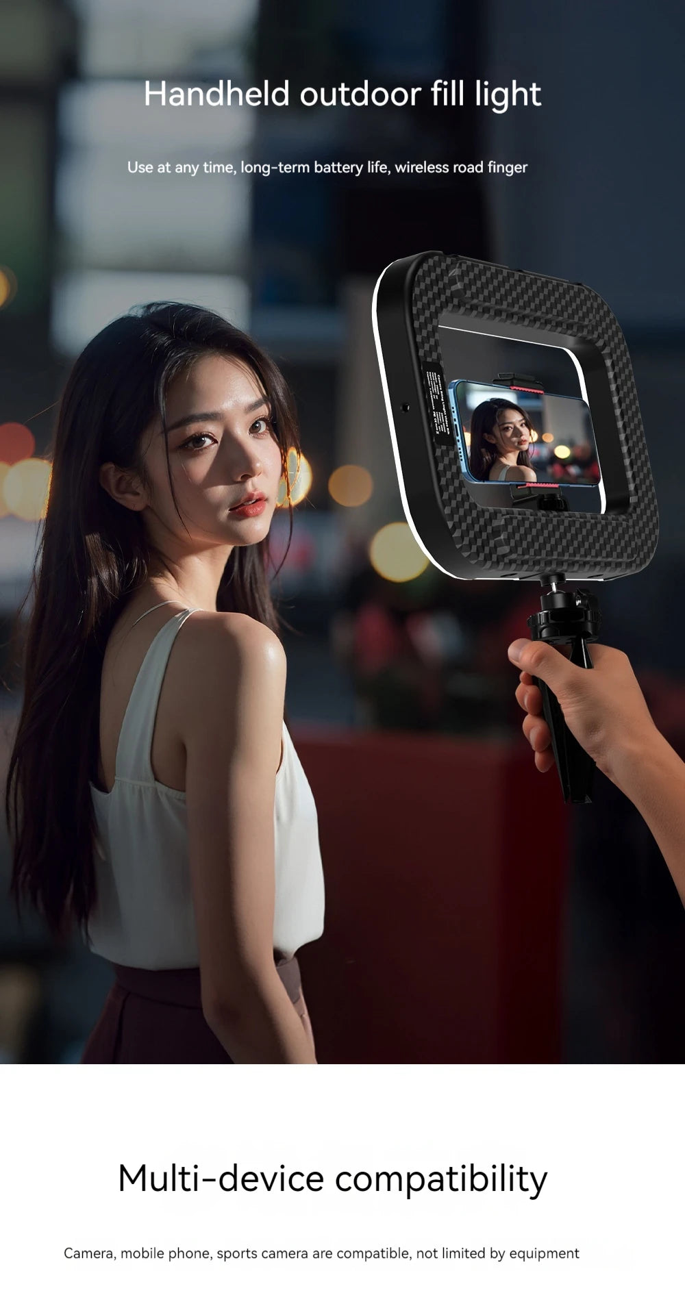 Rechargeable Handheld LED Ring Light – Portable Fill Light for Phone, Photography, and Live Broadcast