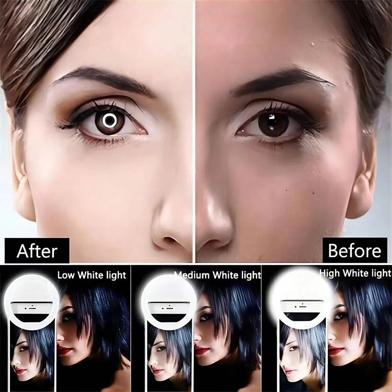 Rechargeable LED Selfie Ring Light – Portable Makeup Lighting Lamp for Mobile Phones, Photography, and Night Selfies