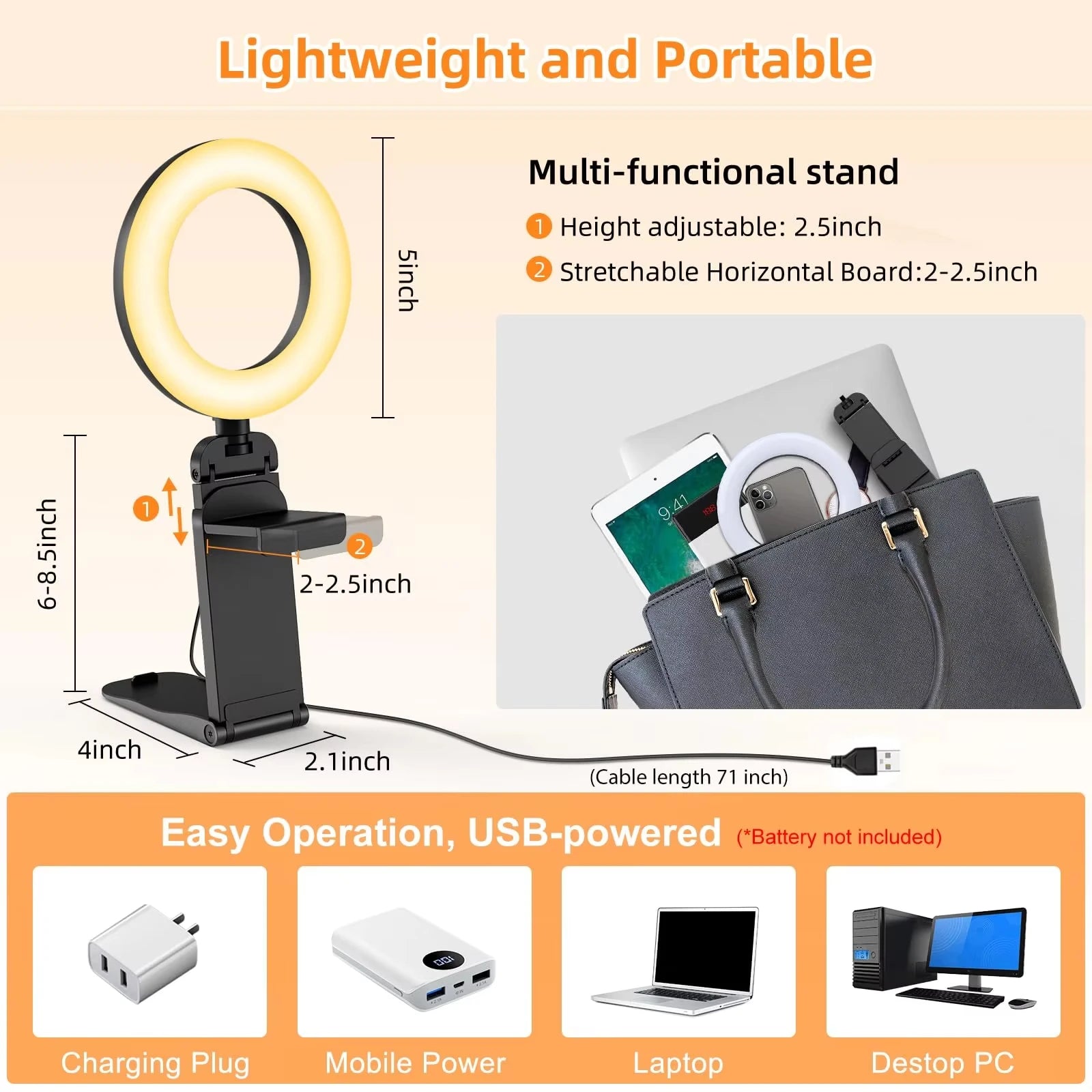 5 Inch LED Ring light Photography Lighting Phone Ringlight With Stand USB Round Fill Lamp for Youtube TikTork Video Live