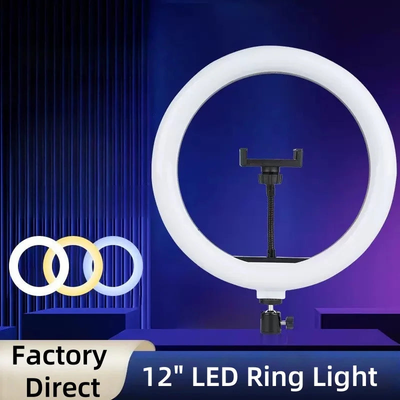 12 Inch LED Ring Light, Dimmable Photography Lighting Phone Camera Fill Light, USB Powered, Makeup Selfie Studio Light